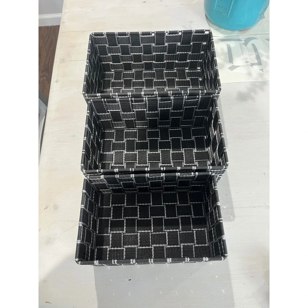 Woven Storage Baskets Set of 3 Black & White - Home college‎ dorm Organization